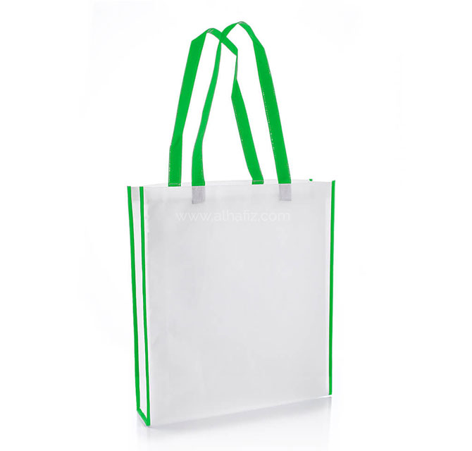 Non-Woven Shopping Bag Vertical White/Green